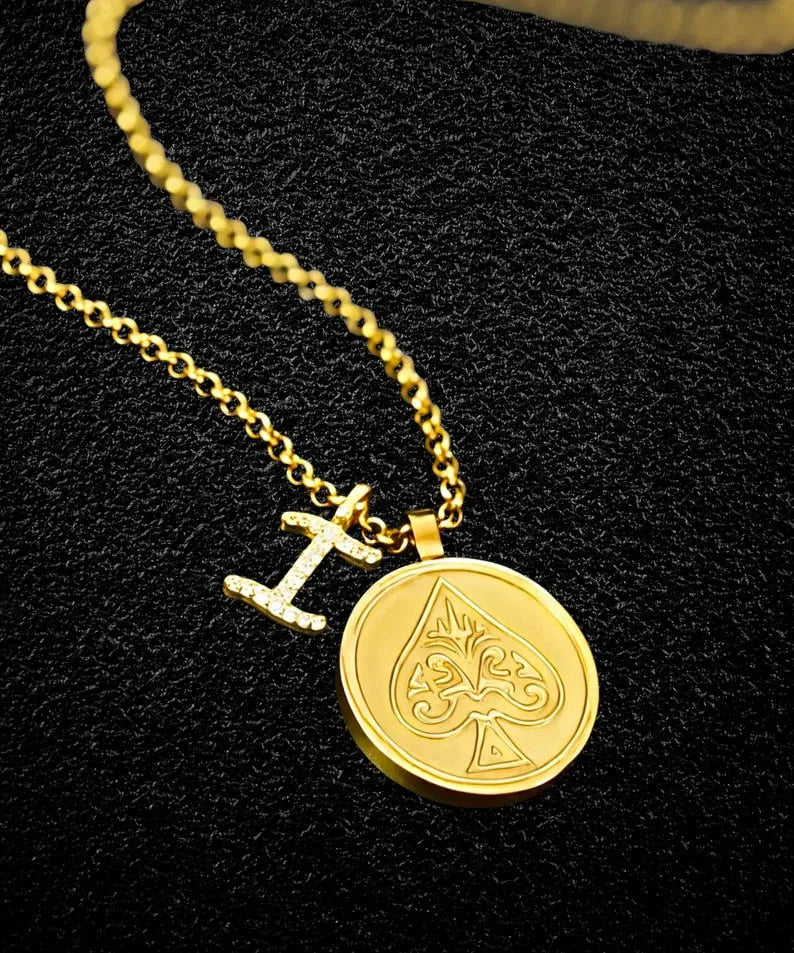 F1 Brad Pitt Triple Layered Pendant Necklace,Ace of Spades Necklace Sterling Silver Sonny Hayes F1 Inspired Pendant, 60cm Rolo Chain