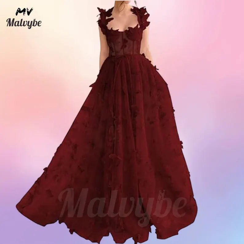 Green Ruffle Maxi Dress: Floral Lace Cottagecore Gown