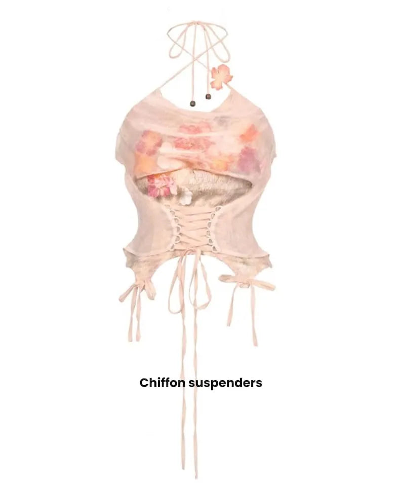 Fairy tale corset dress Forest Spirit Flower Goddess Fairy Dress Fantasy Style Gown | Cottagecore Corset Dress | Fairycore Chiffon Skirt Set