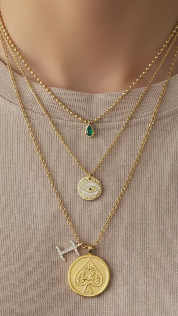 F1 Brad Pitt Triple Layered Pendant Necklace,Ace of Spades Necklace Sterling Silver Sonny Hayes F1 Inspired Pendant, 60cm Rolo Chain