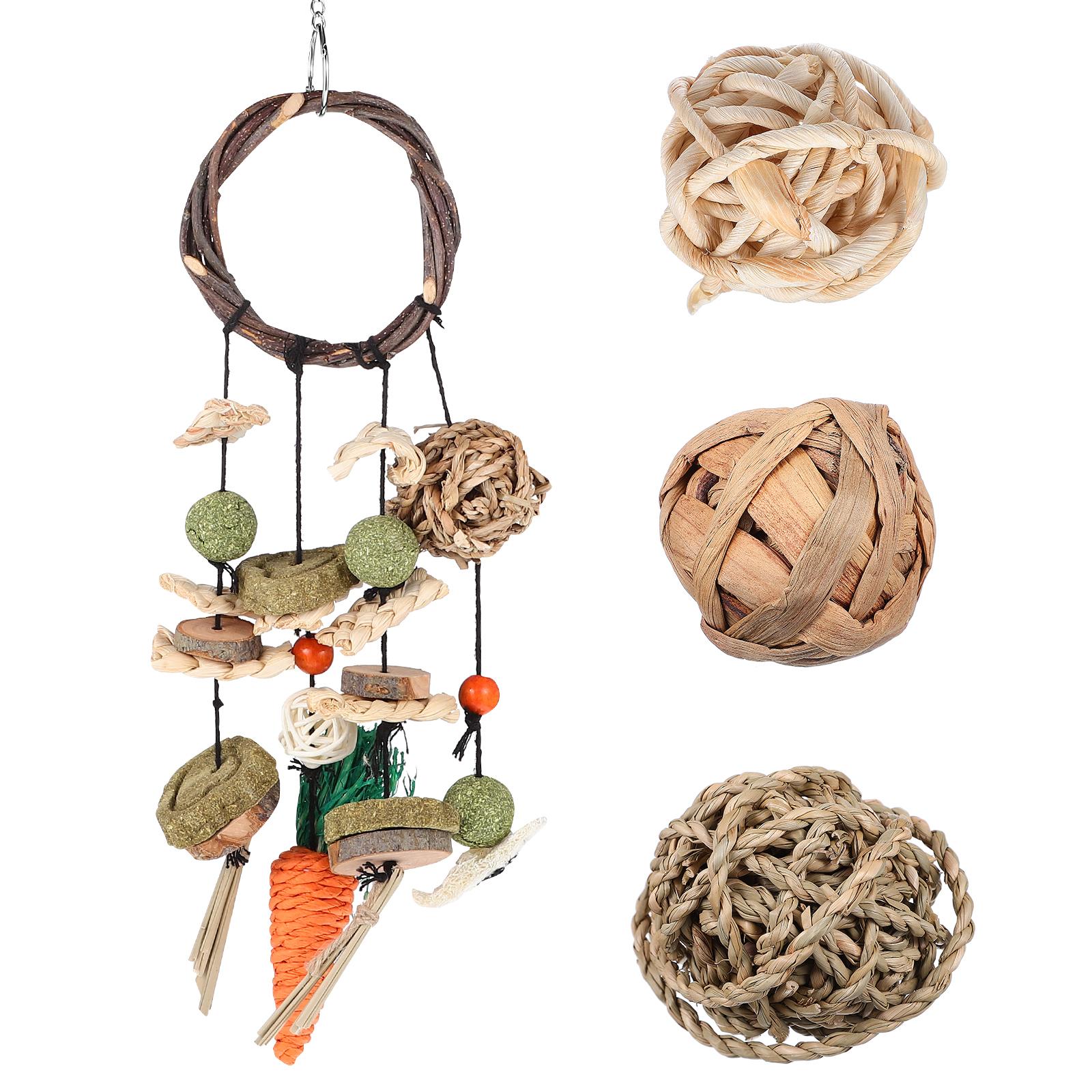 Natural Bird Toy Set: Hanging Chew & Forage for Parrots