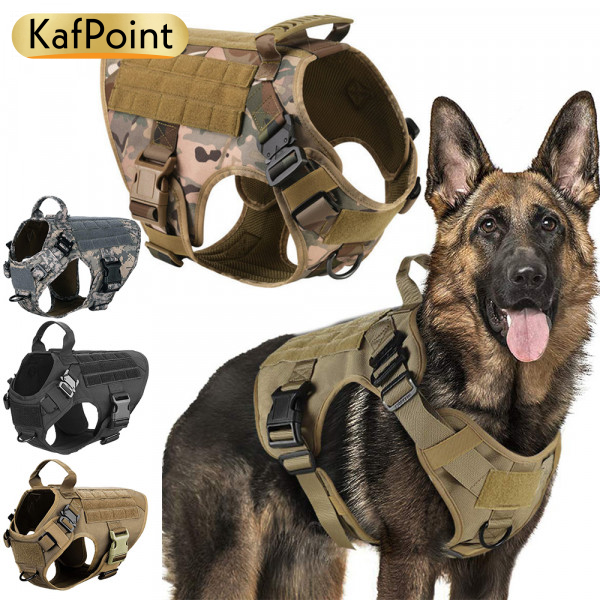 Premium Tactical Military Dog Harness Leash Set Adjustable Durable Outdoor K9 Gear for Training Hiking Ideal for Large Breeds German Shepherd Malinois Essential All Season Pet Accessories